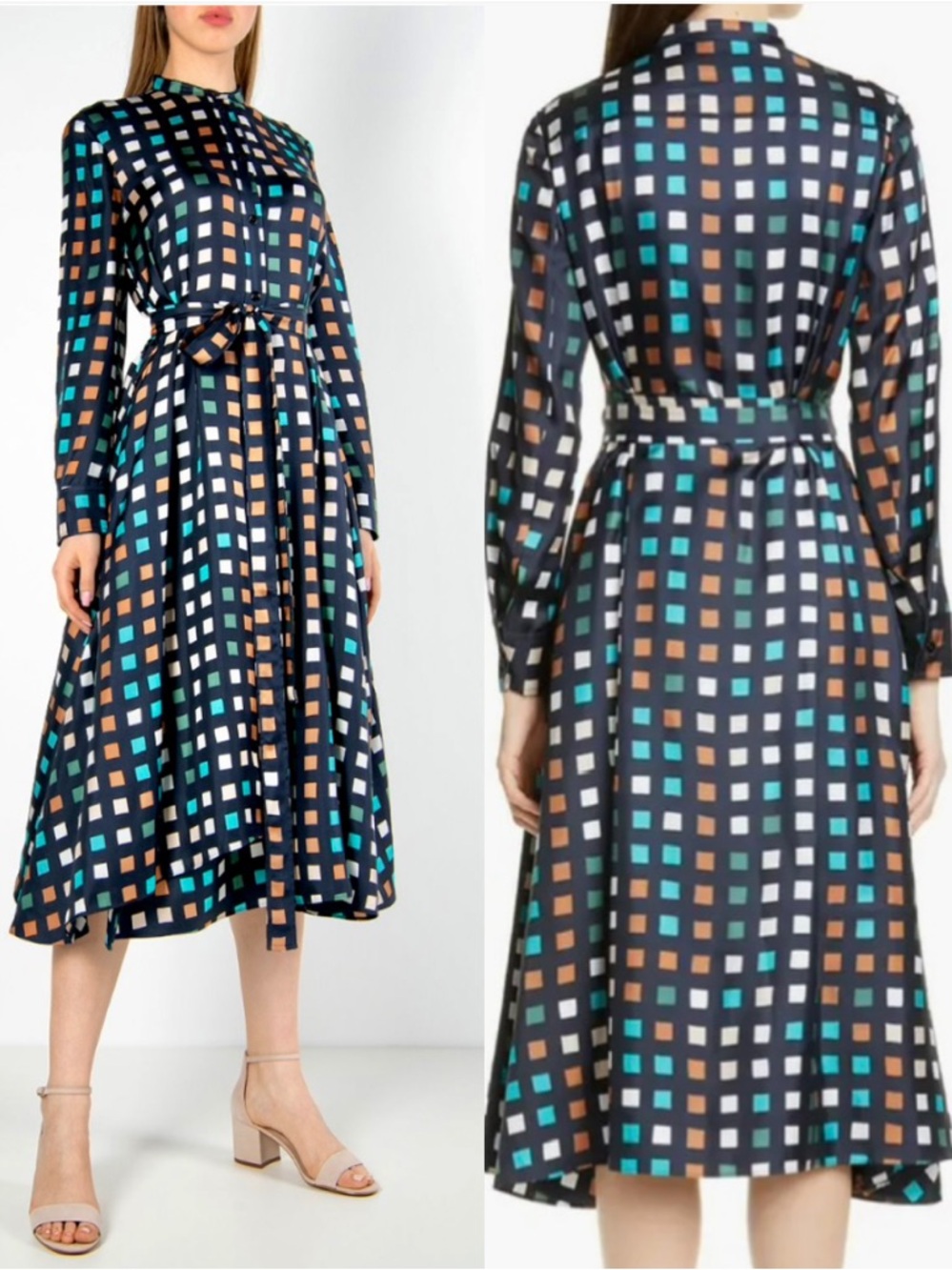 Hugo Boss Desmona Long Sleeve Silk Shirtdress